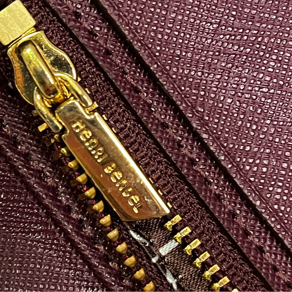Henri Bendel West 57th Zip Around Continental Wallet Port Brown Saffiano Leather - Picture 7 of 8